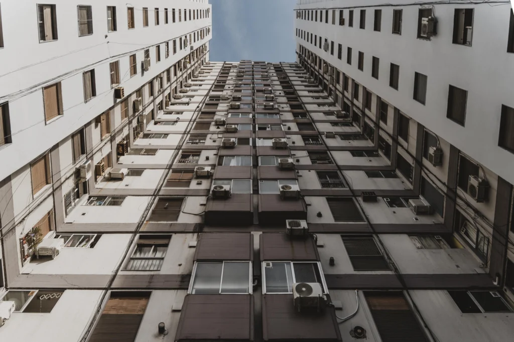 low-angle-massive-concrete-building-city
