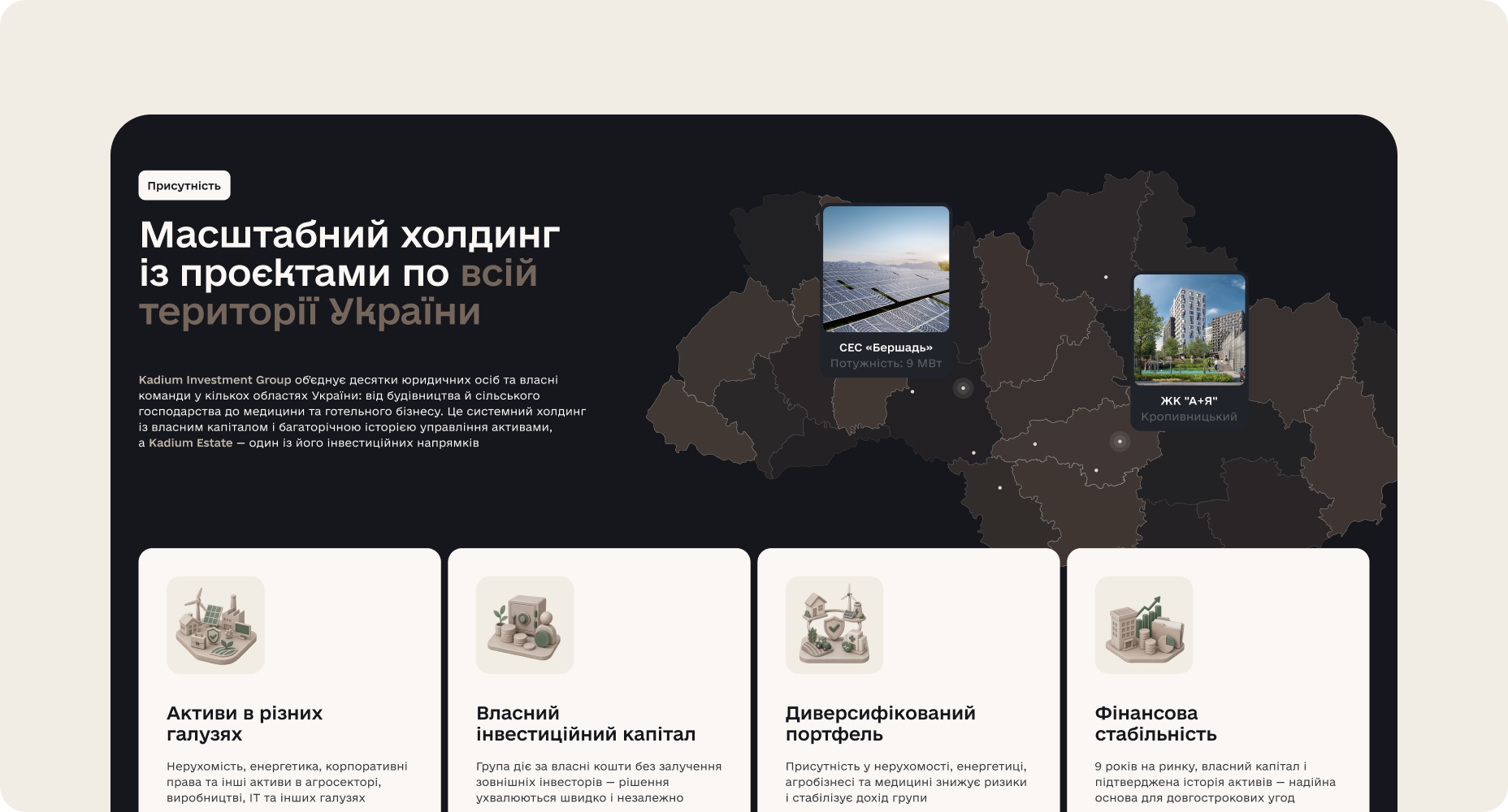 Візуалізація кейсу Kadium Estate